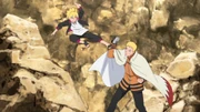 Boruto s'entraînant avec Naruto.