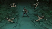 Kurotsuchi derrota quatro clones das sombras.