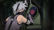 Kakashi paralisado perante Orochimaru