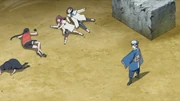 Hana saves the students from Mitsuki's technique.