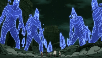 Madara's clones using complete Susanoo with lower bodies.