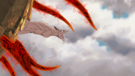 Naruto's partial transformation with eight tails.