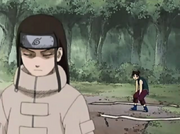 Tenten ayuda a Neji en su entrenamiento