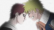 Gaara, siendo derrotado por Naruto de un cabezaso