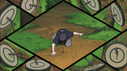 Itachi practicando el Shurikenjutsu