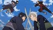 Izuna dan ayahnya bentrok dengan Tobirama Senju dan Butsuma.