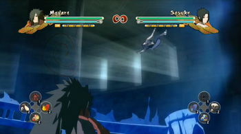 Madara throws his opponent in the air…