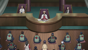 The Council and the Third Hokage meet with the jōnin.
