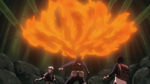Obito using fire technique