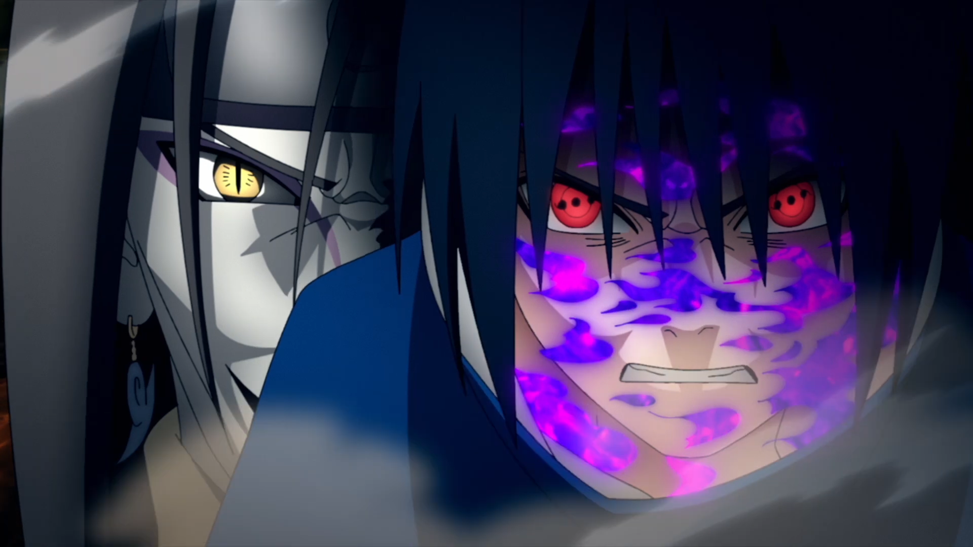 Sasuke com sua marca da maldição.