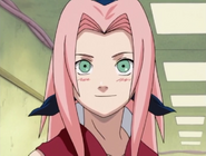 Sakura com o cabelo longo no inicio de Naruto.