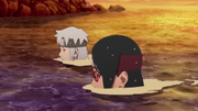 Sarada and Mitsuki infiltrate the Funato's island