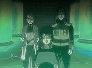 Amachi, Orochimaru e Anko em seu Laboratório da Ilha Demônio.