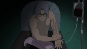 Kabuto injecting himself with Orochimaru's remains.
