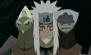 Shima junto con Jiraiya y Fukasaku