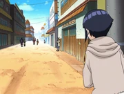 Hinata watches Naruto as he departs from Konoha.