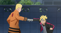 Naruto and Boruto fist bump