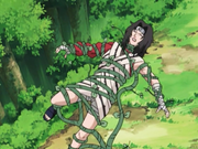 Kurenai seemingly trapped in an enemy's genjutsu.