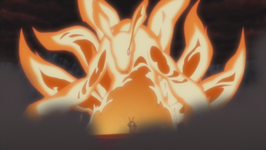 Naruto's incomplete Tailed Beast Mode (with six tails); anime only.[11]