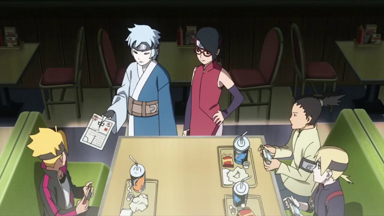 As diferentes revelações da origem e paternidade de Mitsuki: 🔹️ Mangá:  Boruto e Sarada descobrem que Mitsuki é filho de Orochimaru após  encontrarem o sannin nukenin em uma card colecionável. E descobrem