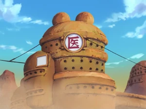 Outside the hospital.