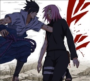 Sakura sendo presa no genjutsu de Sasuke.