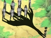 Os ninjas de Oto capturados pela sombra de Shikamaru.