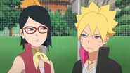 Boruto e Sarada se estranhando.