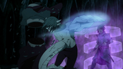 Kabuto cuts through Itachi.