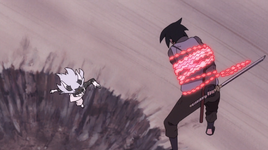 Sasuke focuses on a target…