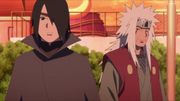 Jiraya et Sasuke discutant d'Urashiki