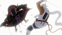 B stabs Sasuke