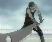 Zabuza usando su Espada Kubikiribōchō