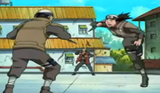 Inoichi controlando a dos ninjas de Suna