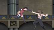 Sarada fights Kū.