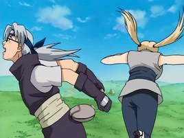 Tsunade sends electricity through her opponent's body…