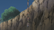 Naruto saves Dokku and Miina from falling