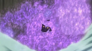 Susanoo Completo de Sasuke equipado con una armadura (Mangekyō Sharingan)