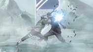 Kakashi pierces Zabuza