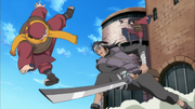 Ganryu atacando Kurotsuchi e Akatsuchi