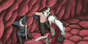 Ryusui y Yudachi siendo interrogados por Jiraiya