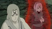 Sakura and Tsunade work together.