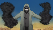 Shino preparing to use his insects for battle.