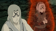 Sakura e Tsunade se preparando para invocar Katsuyu juntas.
