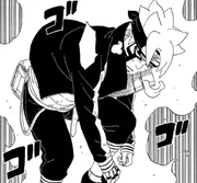 Боруто выпускает силу Момошики.