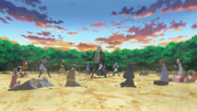 Kakashi fighting Academy students