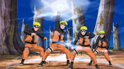 Naruto utilizando el Elemento Viento Rasen Shuriken por primera vez en ataque