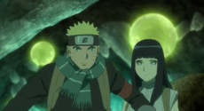 Naruto protects Hinata.