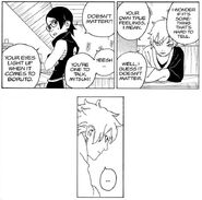 Sarada says Mitsuki's eyes always light up when Boruto's around