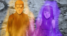 Hinata transfers her chakra to Naruto.